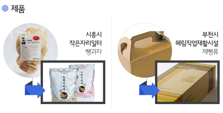 제품: 시흥시 작은자리일터 뻥과자 - 부천시 헤림직업재활시설 제빵류